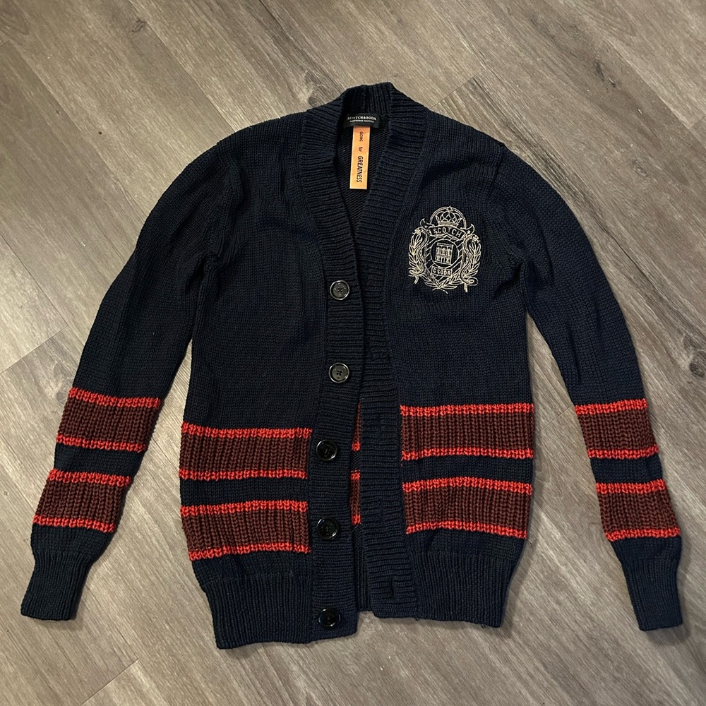 Scotch & Soda Navy and Red Varsity Cardigan - Picture 4 of 7